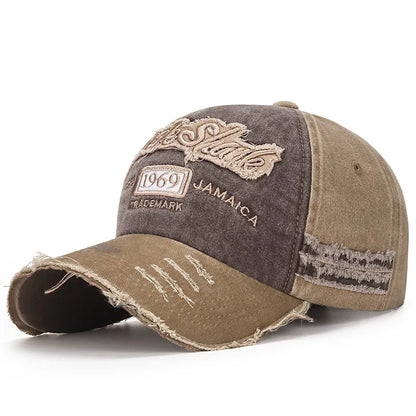 Vintage Washed Baseball Cap – Embroidered Letter Distressed Hat
