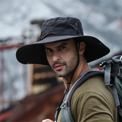 Men's Wide Brim Sun Hat – UV Protection Mesh Boonie Hat for Hiking & Fishing