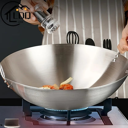 Large Stainless Steel Wok with Dual Handles – Uncoated