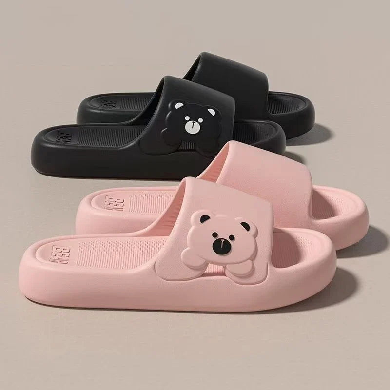 Cartoon Bear Indoor Slippers Women Soft EVA Home Slides