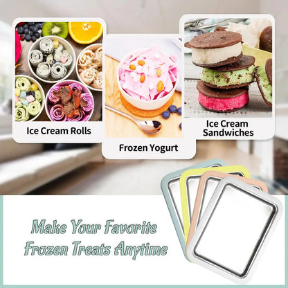 Rolled Ice Cream Pan with 2 Spatulas – DIY Frozen Yogurt Maker