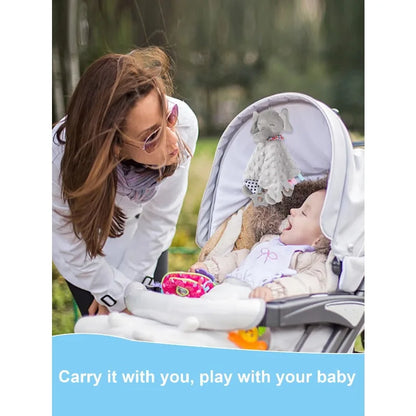 Elephant Baby Security Blanket with Teether & Sensory Tags