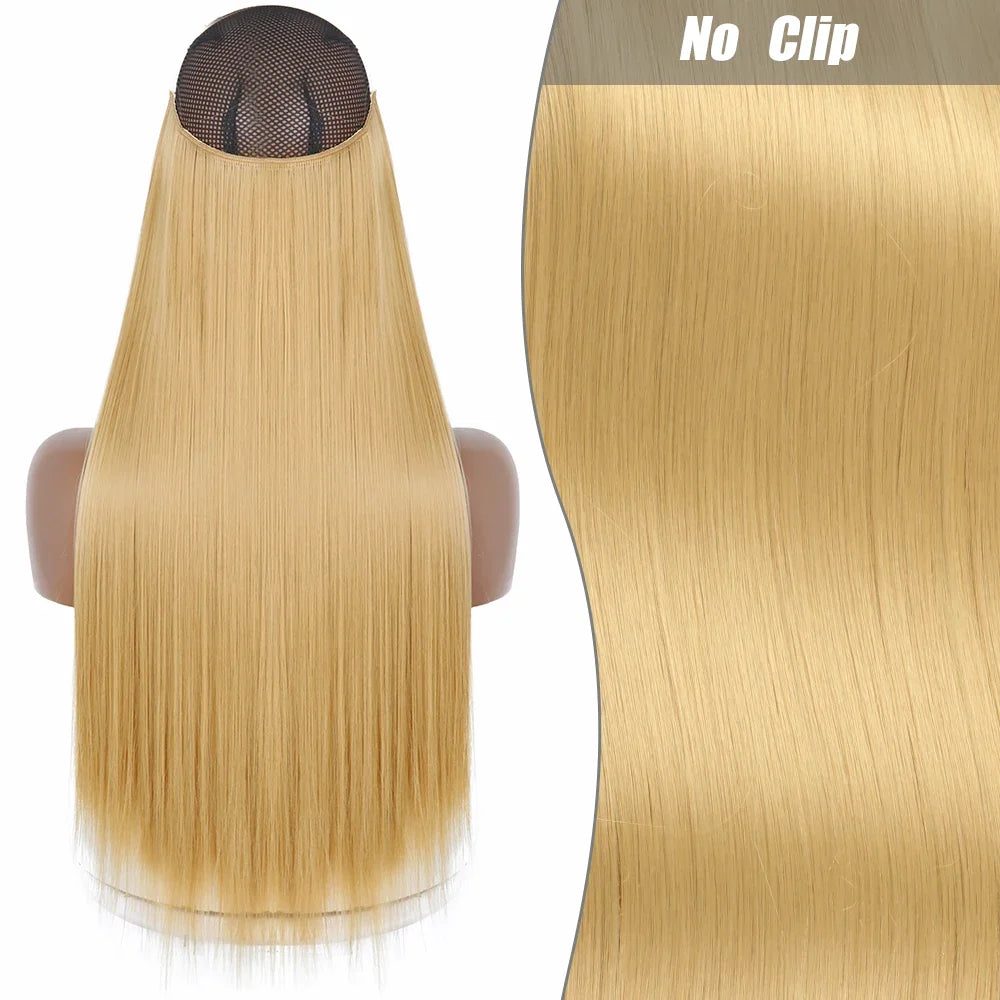 Clip-Free Straight Hair Extension Long Synthetic Hairpiece
