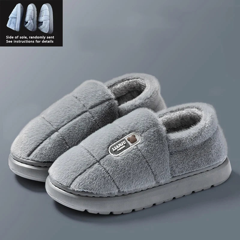 Plush Winter Slippers – Unisex Warm Non-Slip House Shoes
