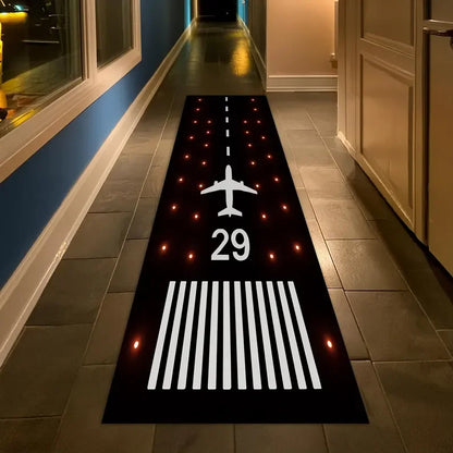 Airport Runway Rug Anti-Slip Runner Mat for Hallway & Home Decor