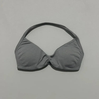Seamless Halter Sports Bra – Women's Push-Up Gym Bra