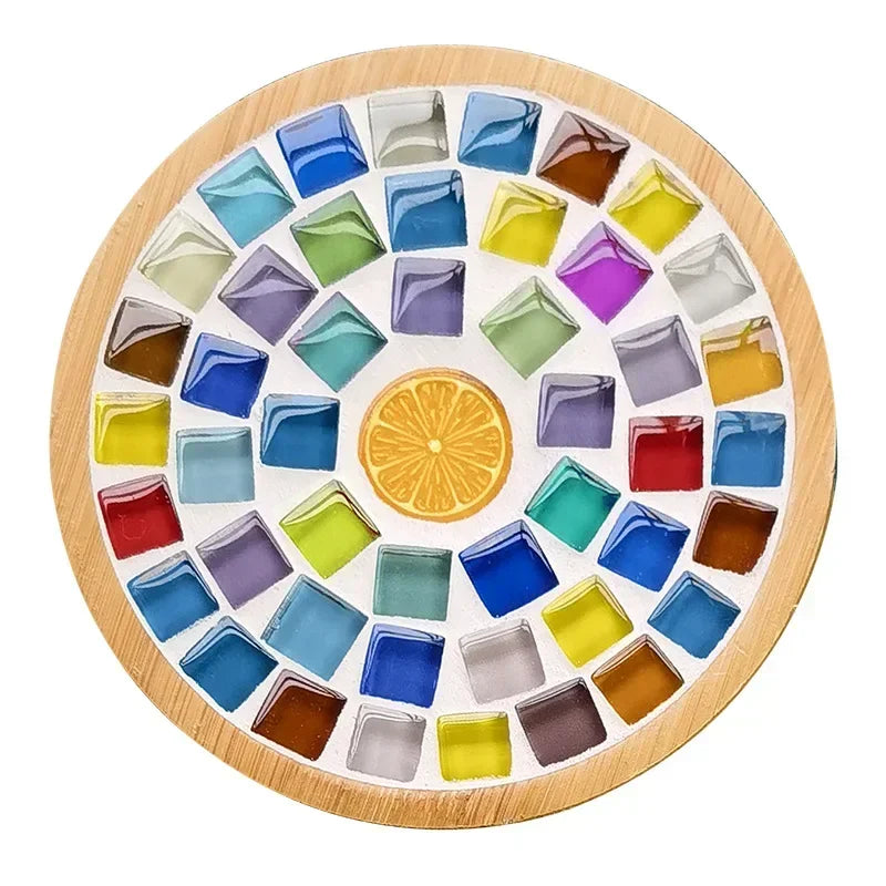 DIY Mosaic Coaster Kit – Bamboo Cup Mat with Colorful Tiles