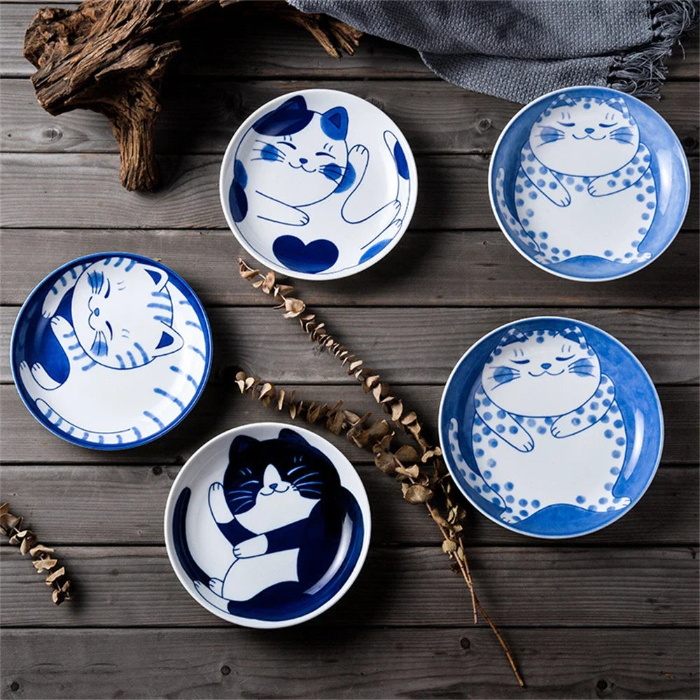 Lucky Cat Ceramic Sauce Dish – Cute Cartoon Sushi Plate