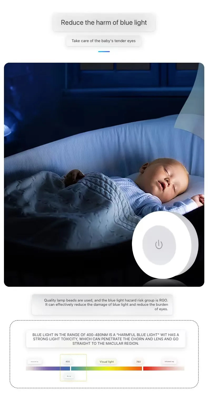 Touch Sensor LED Night Light – USB Rechargeable Magnetic Wall Lamp