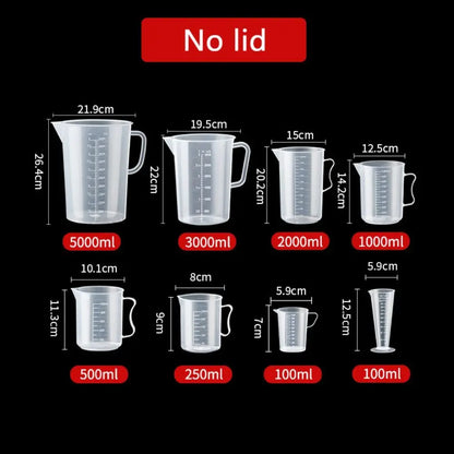 Clear Plastic Graduated Measuring Cup with Handle – Multiple Sizes