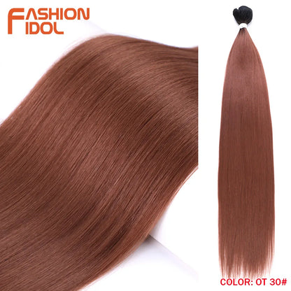 Bone Straight Hair Extensions Synthetic Bundles 24-36 Inch Multi-Color