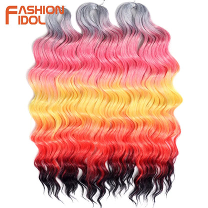 24 Inch Water Wave Crochet Braiding Hair Extensions – Synthetic Ombre