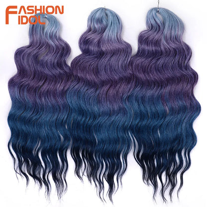 24 Inch Water Wave Crochet Braiding Hair Extensions – Synthetic Ombre