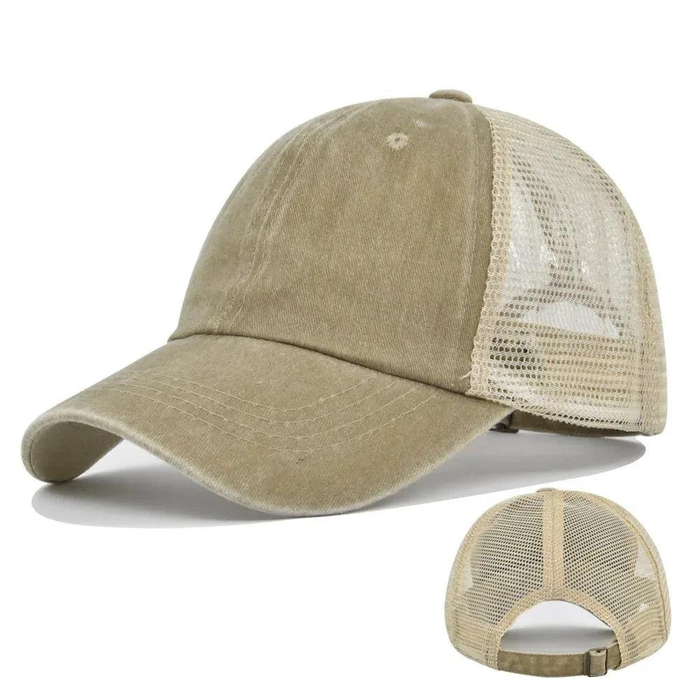 Washed Cotton Trucker Hat – Unisex Mesh Baseball Cap