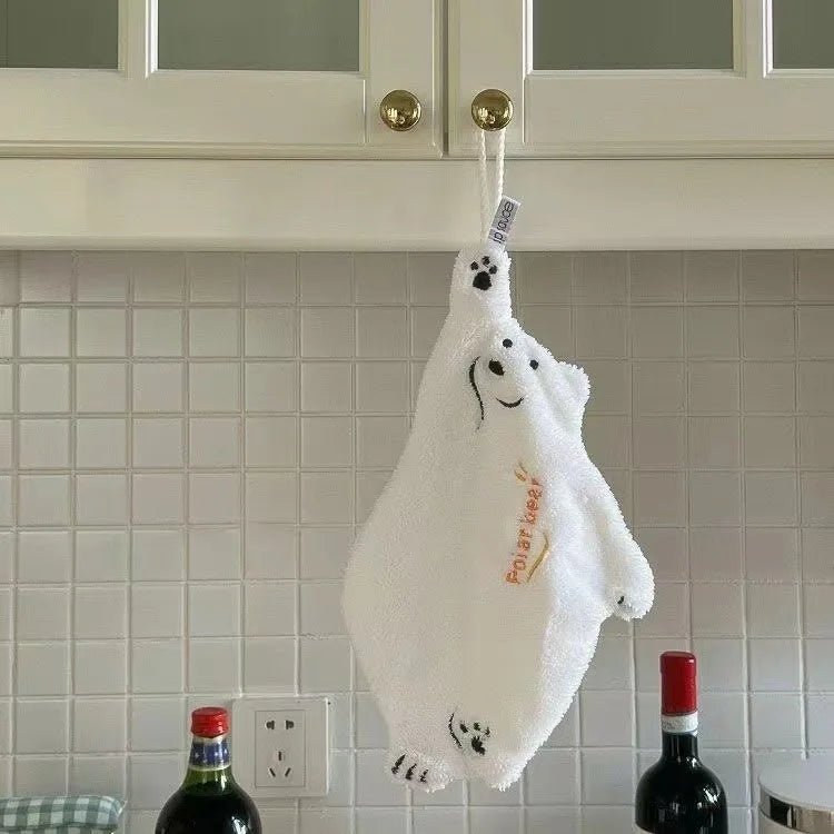 Polar Bear Hanging Hand Towel – Soft Absorbent Kitchen & Bath