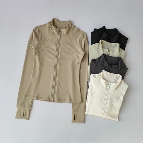 Women's Full-Zip Yoga Sports Jacket – Standing Collar Running Top