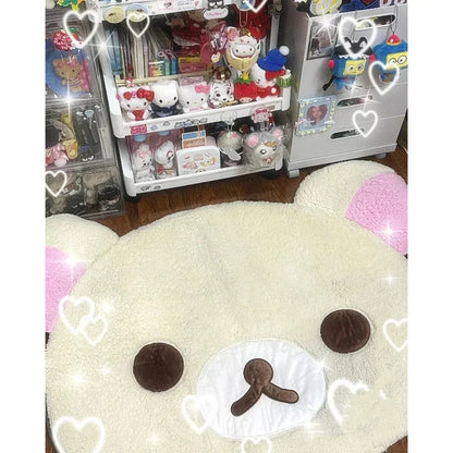 Rilakkuma Bear Shaped Rug – Soft Plush Cartoon Floor Mat