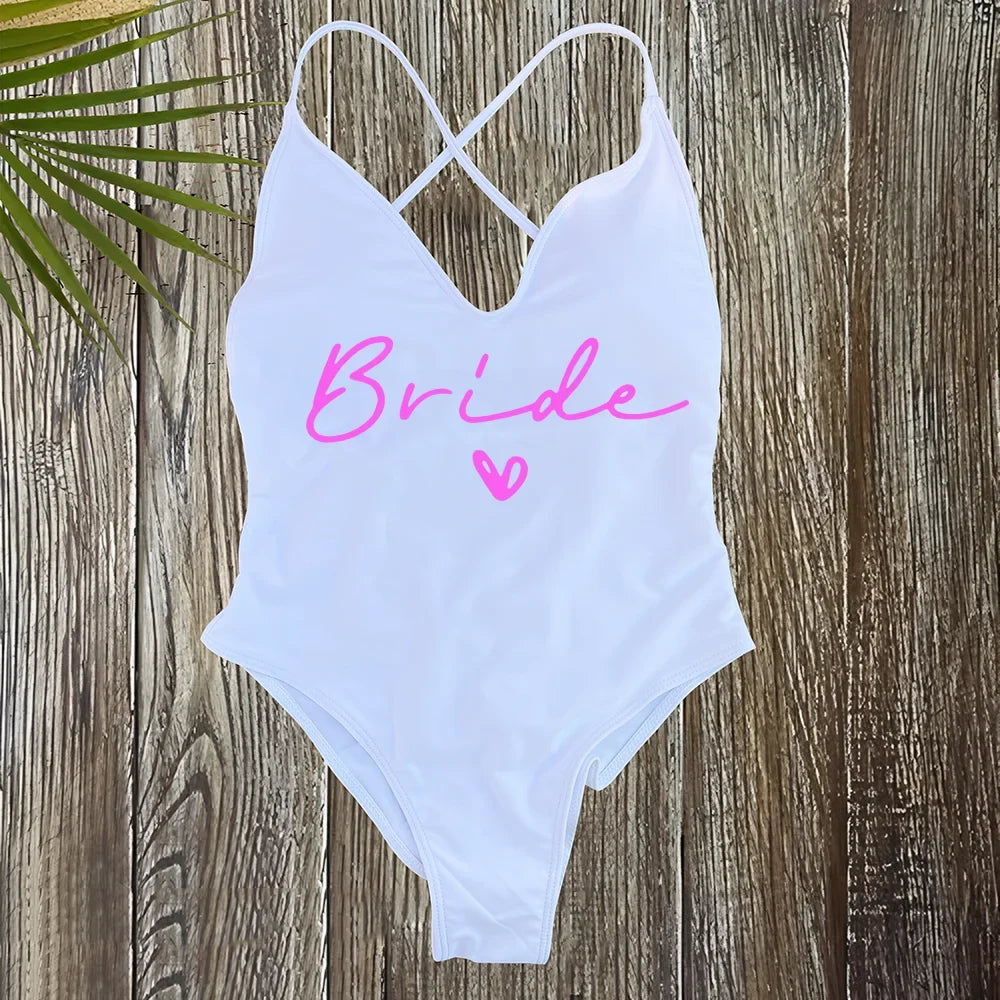 Team Bride One-Piece Swimsuit – Padded Bachelorette Bathing Suit