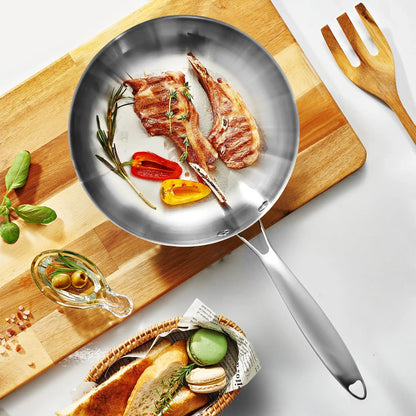 304 Stainless Steel Frying Pan – Uncoated, Induction & Gas Compatible