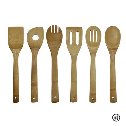 Bamboo Kitchen Utensil Set – 6-Piece Wooden Cooking Tools with Holder
