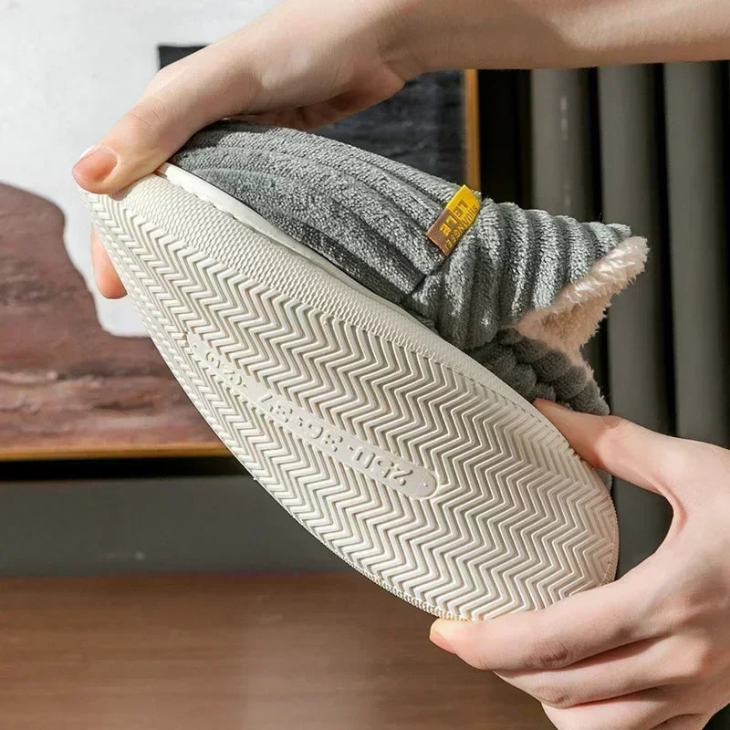 Plush Fur Slippers – Warm Corduroy Indoor Slides for Women & Men