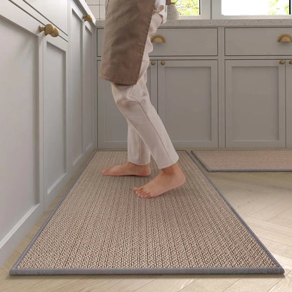 Kitchen Rug Runner – Washable Non-Slip Faux Sisal Mat