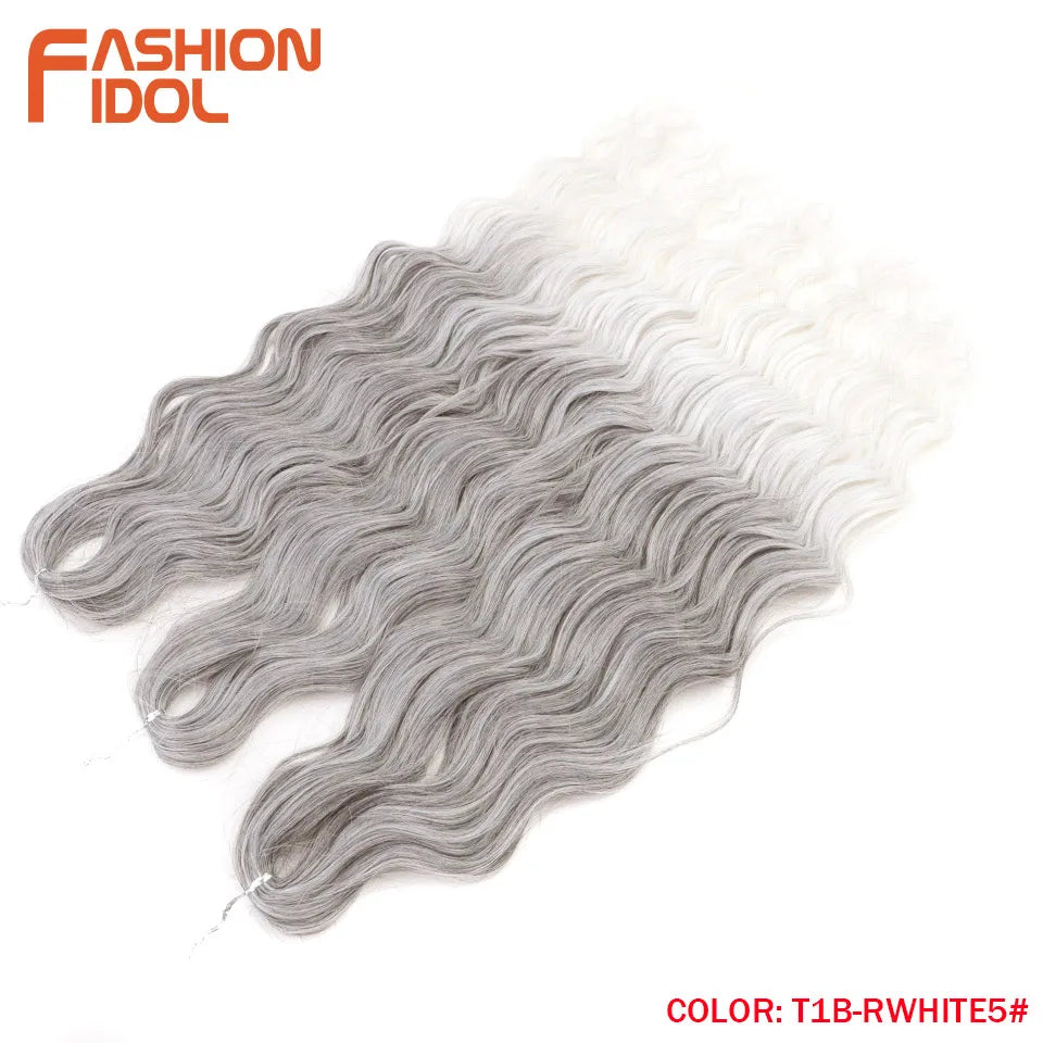 24 Inch Water Wave Crochet Braiding Hair Extensions – Synthetic Ombre