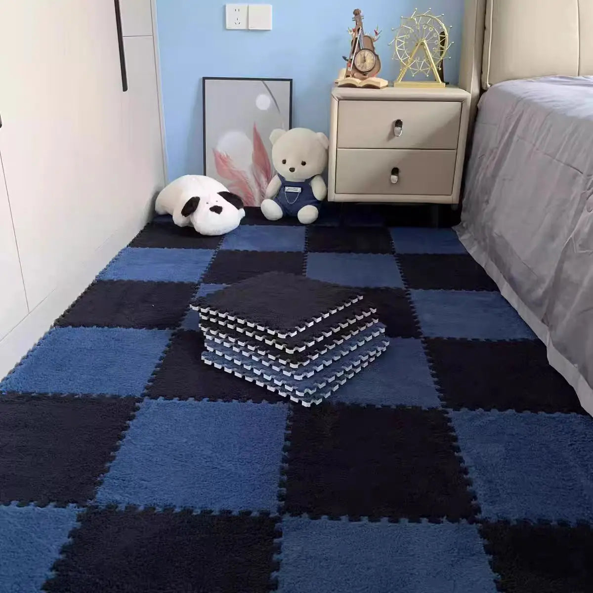 Interlocking Plush Foam Floor Tiles – 10-Piece Puzzle Play Mat Set
