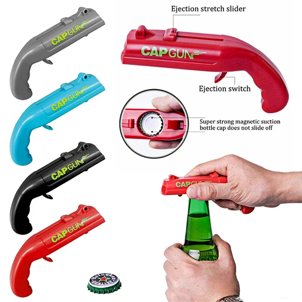 Cap Gun Bottle Opener – Fun Beer Cap Launcher for Parties