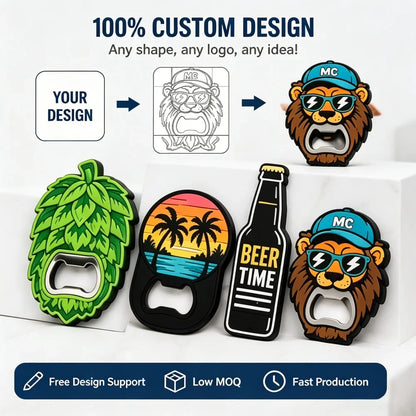 Custom PVC Bottle Opener Keychain – Personalized Logo Gift