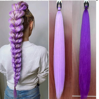 Synthetic Ponytail Extension 2-Piece Set – Long Straight with Rubber Band