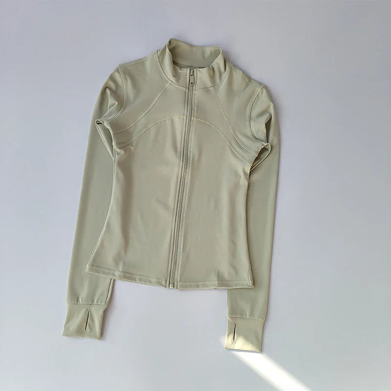 Full-Zip Athletic Jacket – Women's Slim Fit Stand Collar Sports Top