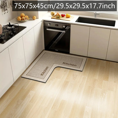 L-Shaped Kitchen Floor Mat – Non-Slip Absorbent Diatom Mud Rug