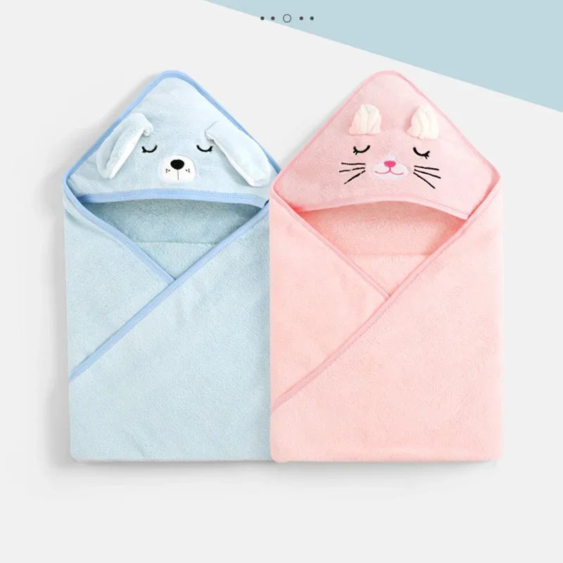 Baby Hooded Bath Towel – Soft Cartoon Animal Bathrobe Wrap for Newborns
