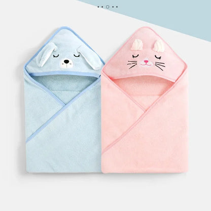Baby Hooded Bath Towel – Soft Cartoon Animal Bathrobe Wrap for Newborns