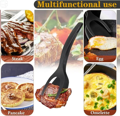 2-in-1 Flip Spatula Tongs – Non-Stick Nylon Kitchen Tool