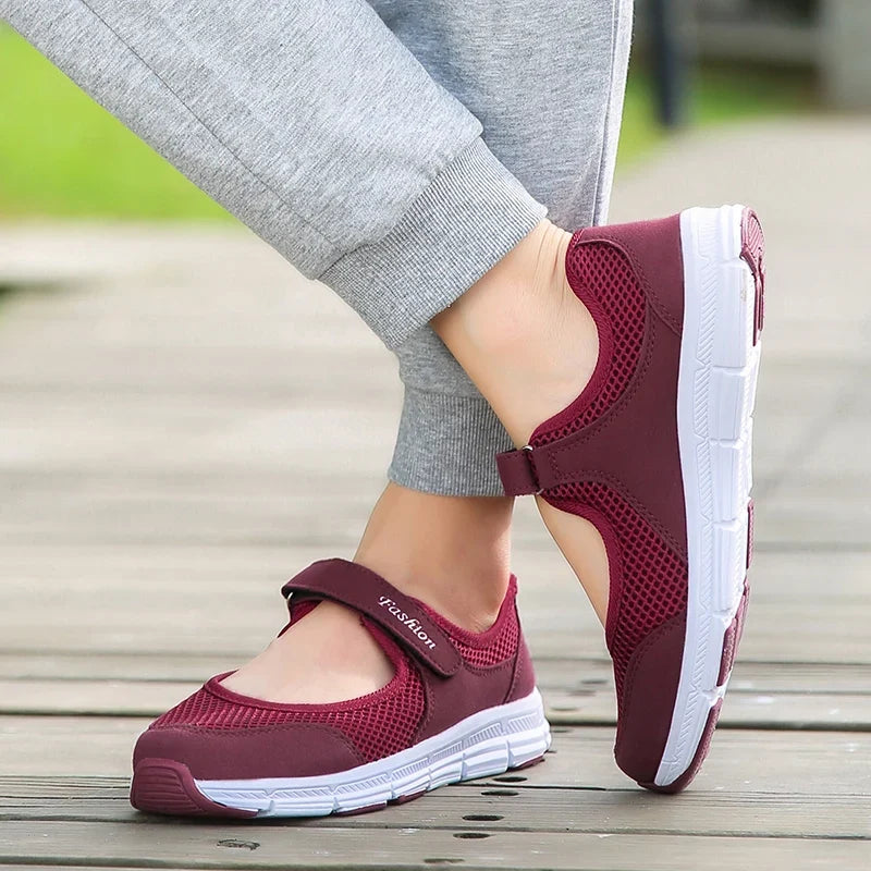 Women's Breathable Mesh Sneakers with Velcro Strap