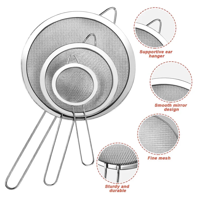 Stainless Steel Fine Mesh Strainer Sieve – Multiple Sizes