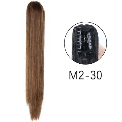 Claw Clip Ponytail Extension 24 Inch Wavy Synthetic Hair Heat Resistant