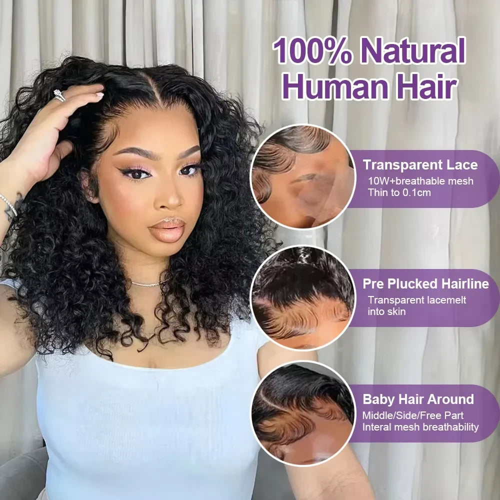 Deep Wave Bob 13x4 HD Lace Front Human Hair Wig – 200% & 250% Density
