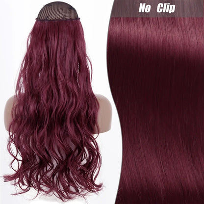Clip-Free Straight Hair Extension Long Synthetic Hairpiece