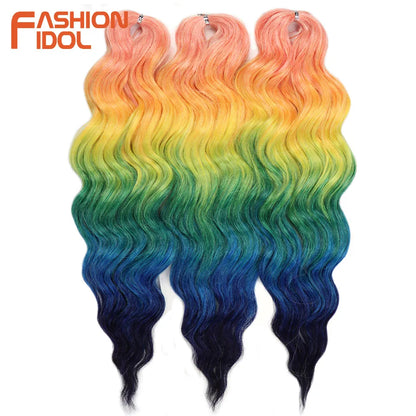 24 Inch Water Wave Crochet Braiding Hair Extensions – Synthetic Ombre