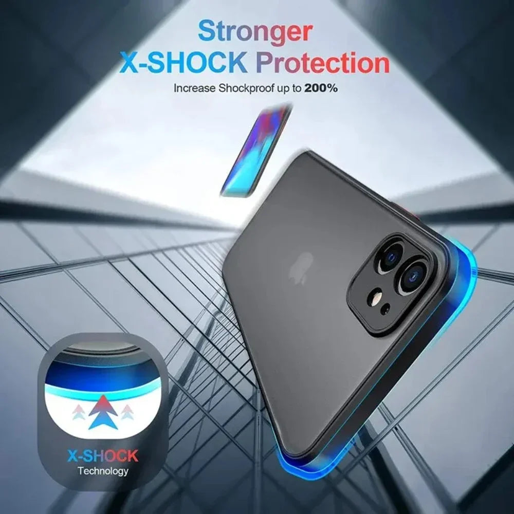Shockproof iPhone Case – Armor Matte Cover with Silicone Bumper