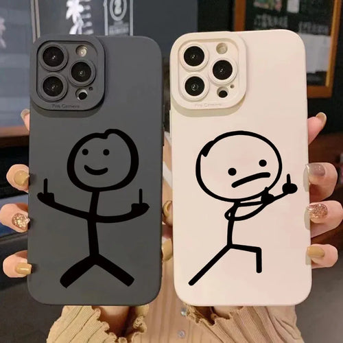 Cartoon Matchman Matte Silicone iPhone Case – iPhone 11 to 17 Series
