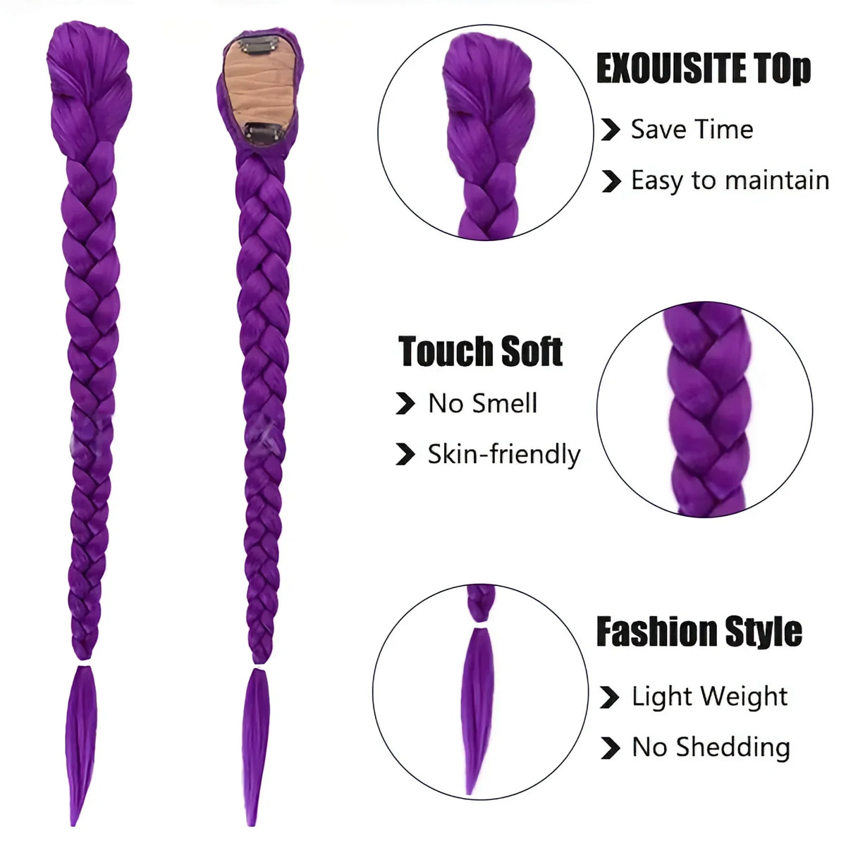 Clip-In Braided Ponytail Extension 26 Inch Synthetic | Halloween Cosplay