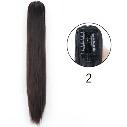 Claw Clip Ponytail Extension 24 Inch Wavy Synthetic Hair Heat Resistant