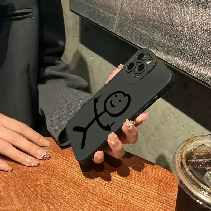 Cartoon Matchman Matte Silicone iPhone Case – iPhone 11 to 17 Series