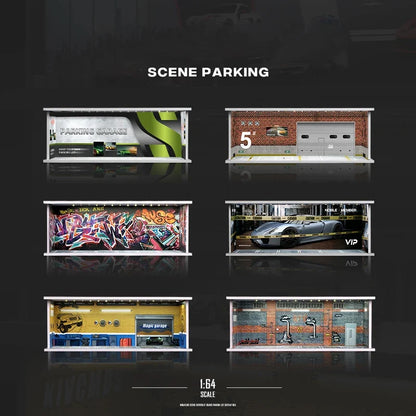Garage Scene Diorama Model Kit – Collectible Decoration (No Dolls or Cars Included)