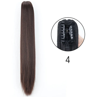 Claw Clip Ponytail Extension 24 Inch Wavy Synthetic Hair Heat Resistant