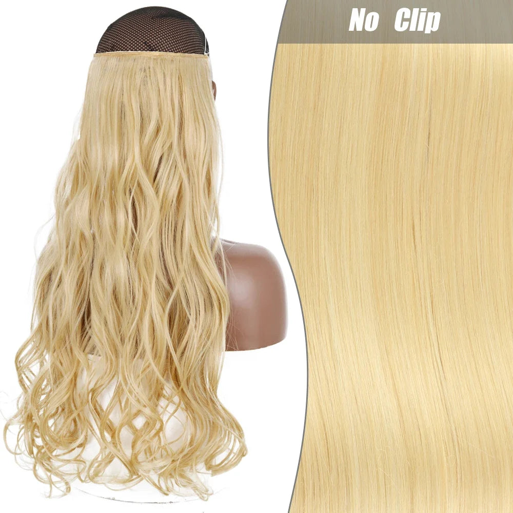 Clip-Free Straight Hair Extension Long Synthetic Hairpiece